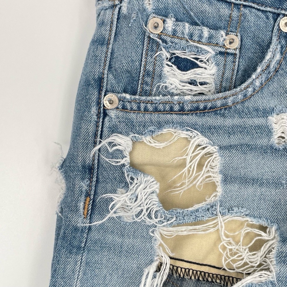 Rag & Bone Women's Blue Heavy Rips Rolled Hem Distressed Denim Shorts Size 24 - Picture 5 of 11